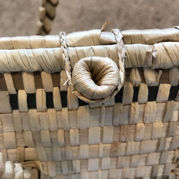 Vintage straw woven structured shopper tote - Picture 3 of 7